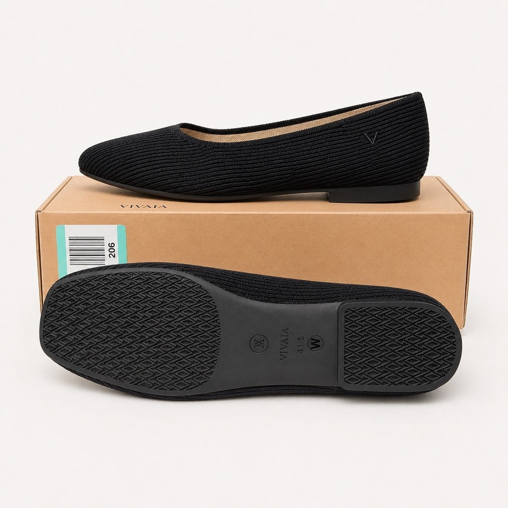 VIVAIA Margot 2.0 Square-Toe Knit Flats Black Wide | EU 41.5 / US 10 - Picture 9 of 11